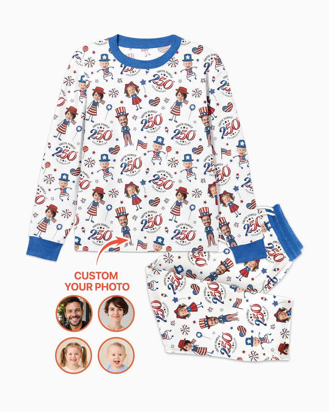 Custom Photo Smith Family Celebration Bamboo Men's Pajama Set