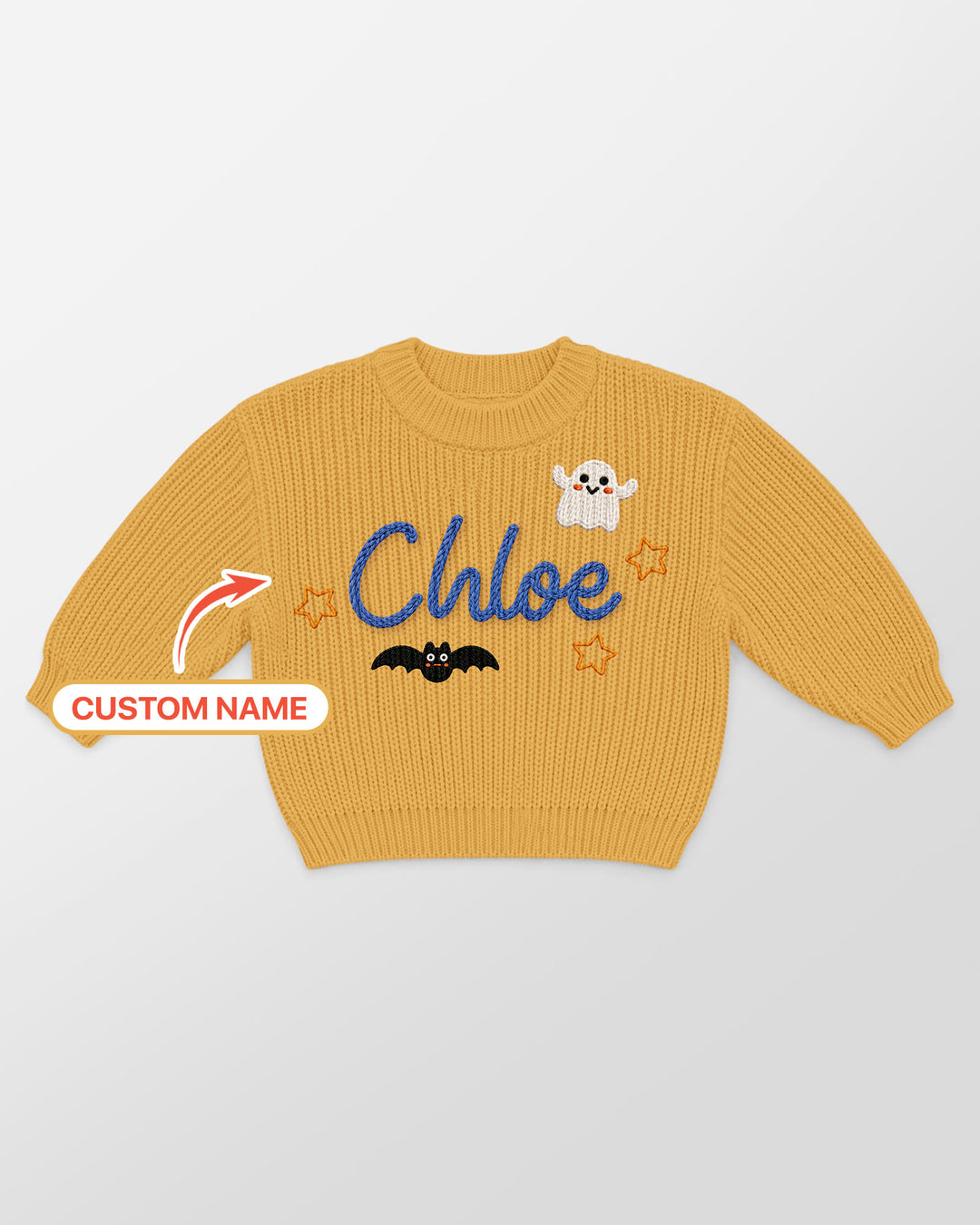 Happy Halloween Embroidered Baby Name Bamboo Knit Sweater Bubble