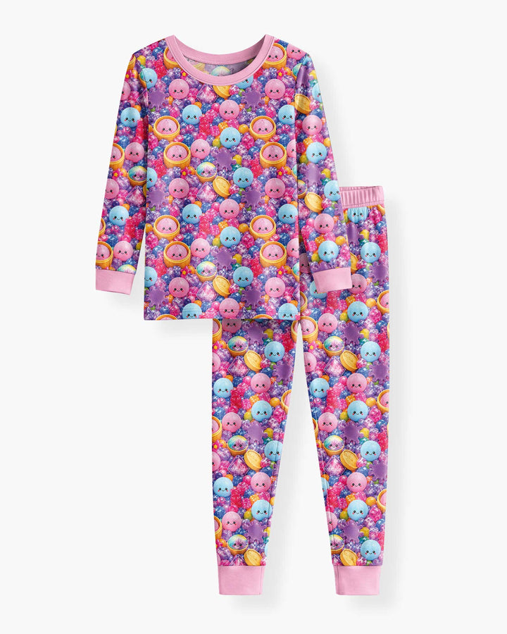 Zweiteiliges Langarm-Pyjama-Set mit Sommerfrüchten