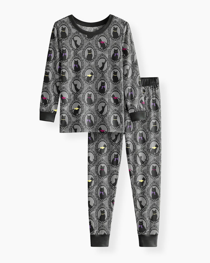 Midnight Cat Parade Bamboo Two Piece Long Sleeve Pajama Set