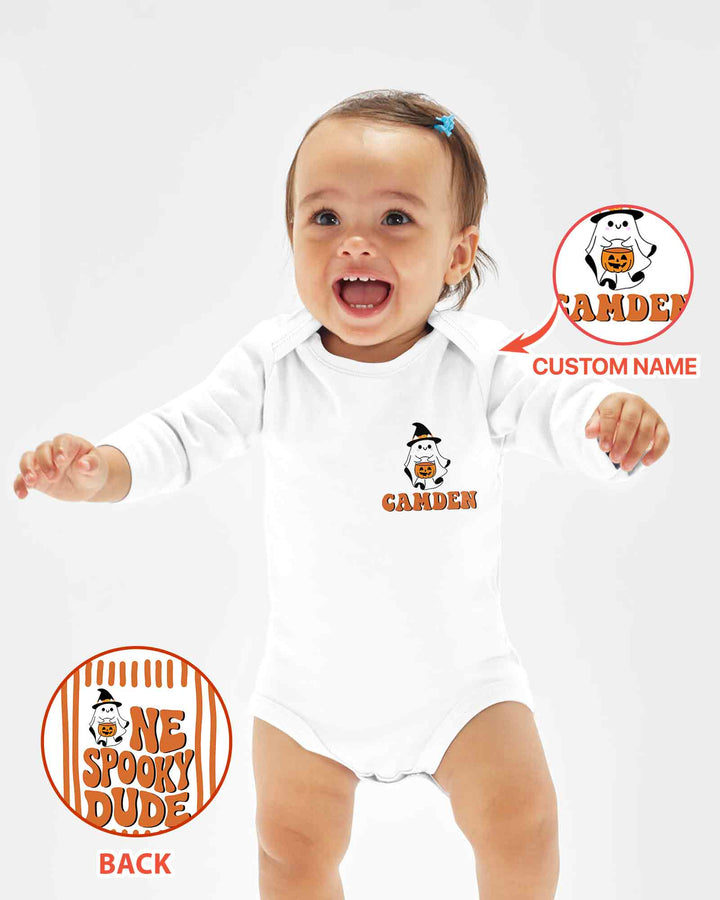 Personalized One Spooky Dude Halloween Birthday Bamboo Bodysuit
