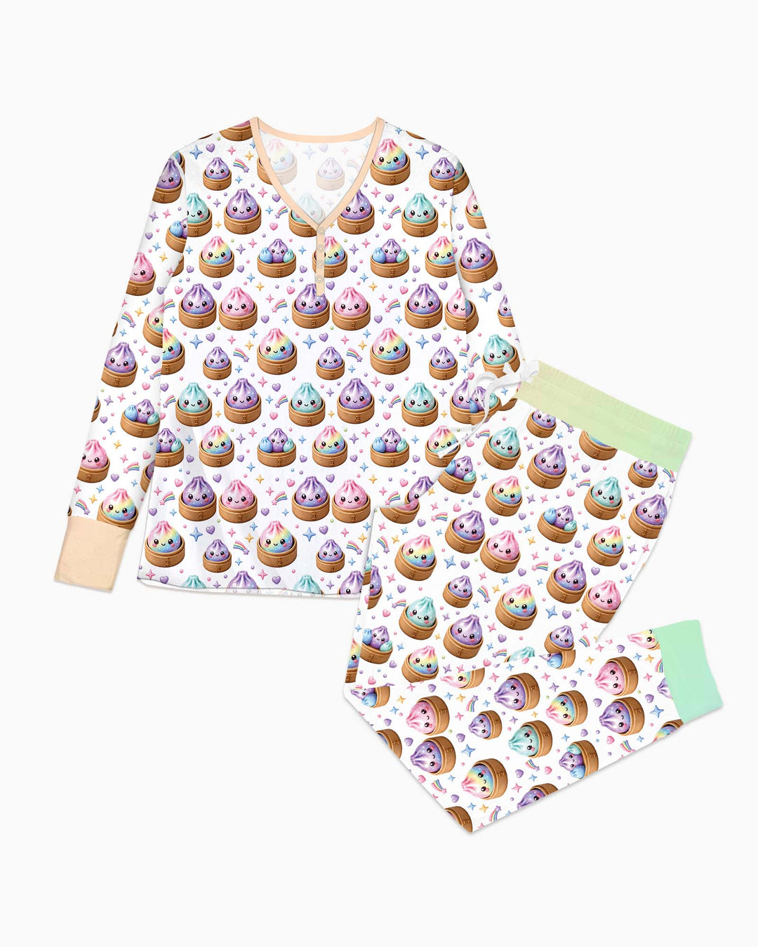 Cute Glitter Dumpling Bamboo Women Pajama Set