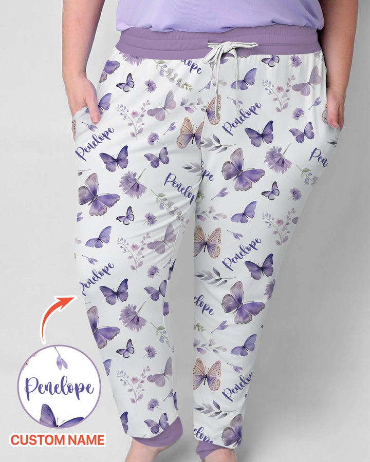 Benutzerdefinierter Name Fliederblüte Bambus Damen Pyjama-Set