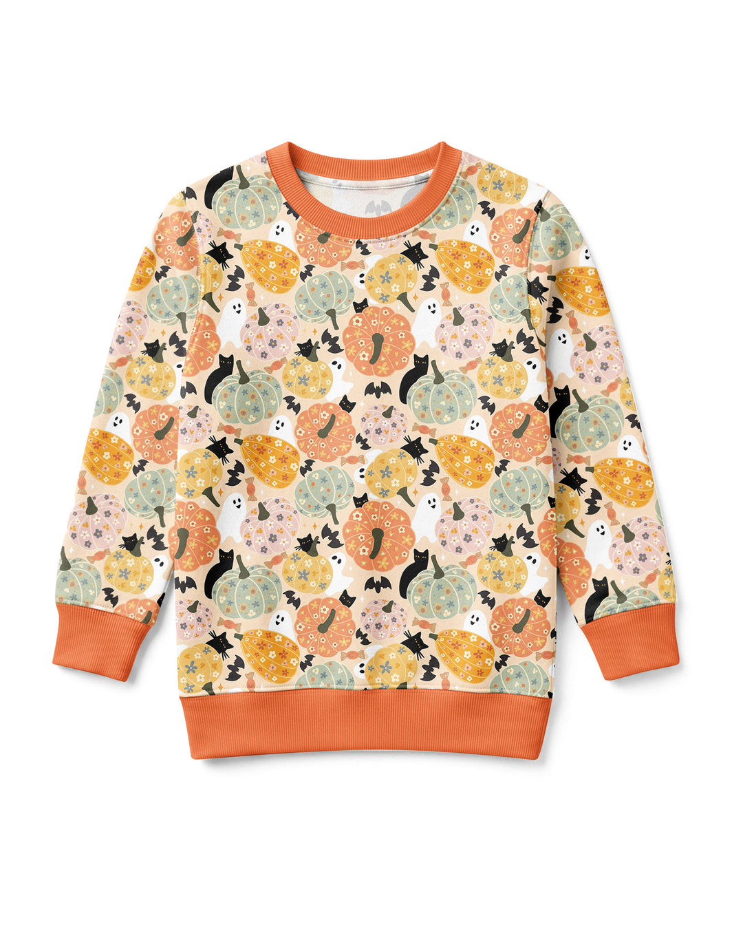 Floral Pumpkin Ghost Halloween Bamboo Crewneck Sweatshirt