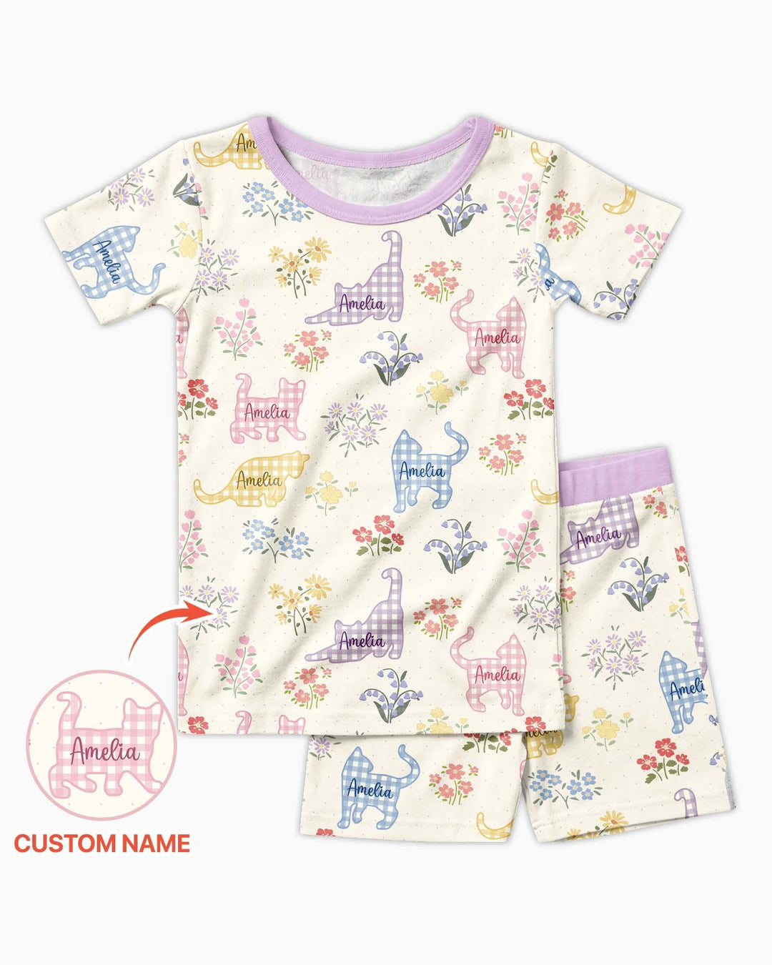 Zweiteiliges Pyjama-Set mit kurzen Ärmeln und Shorts im Sommer-Design