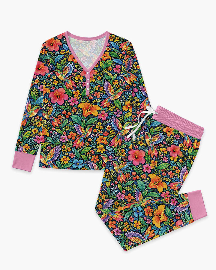 Hummingbird Paradise Bamboo Women Pajama Set