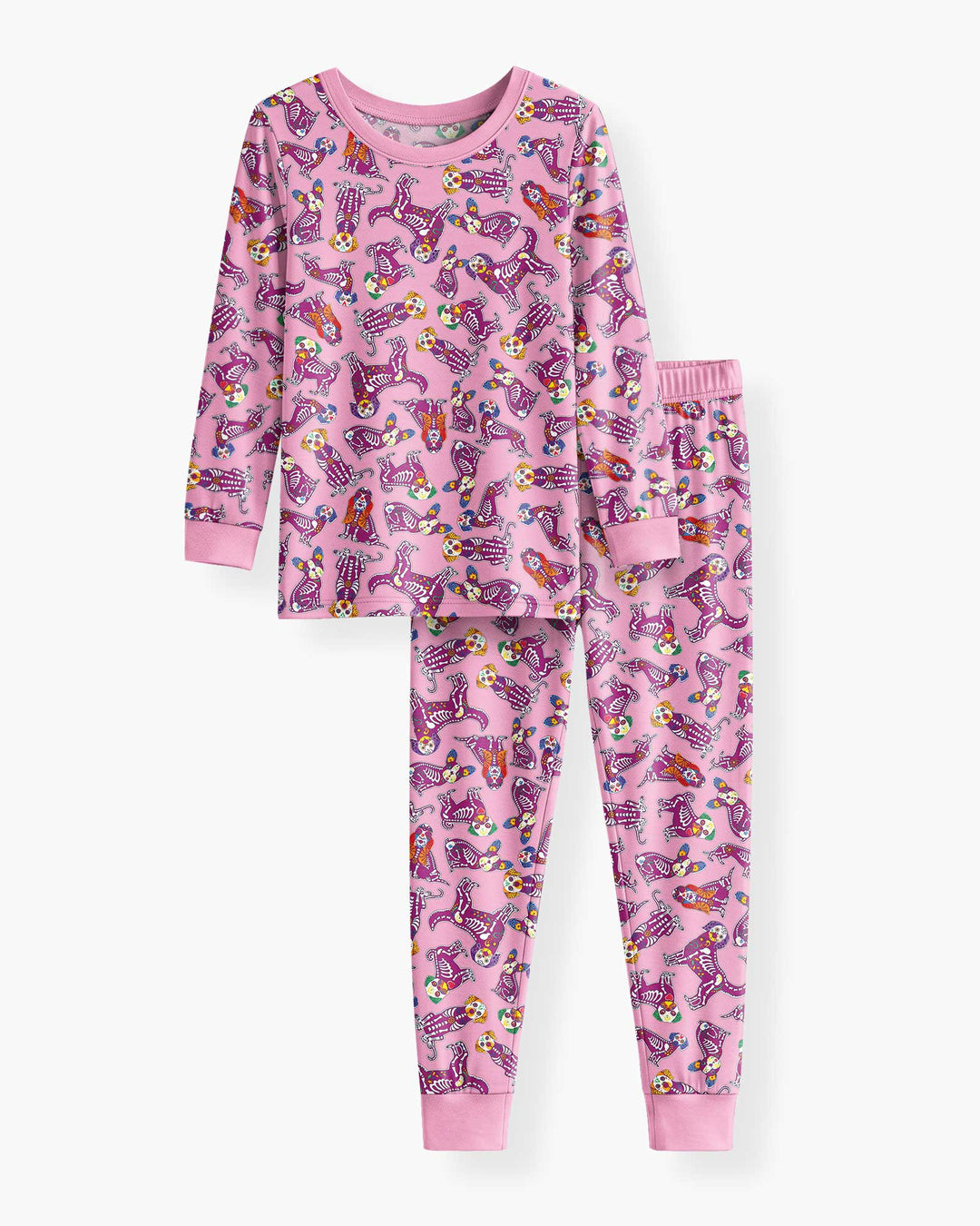 Dia De Los Muertos Doggie Bamboo Two Piece Long Sleeve Pajama Set
