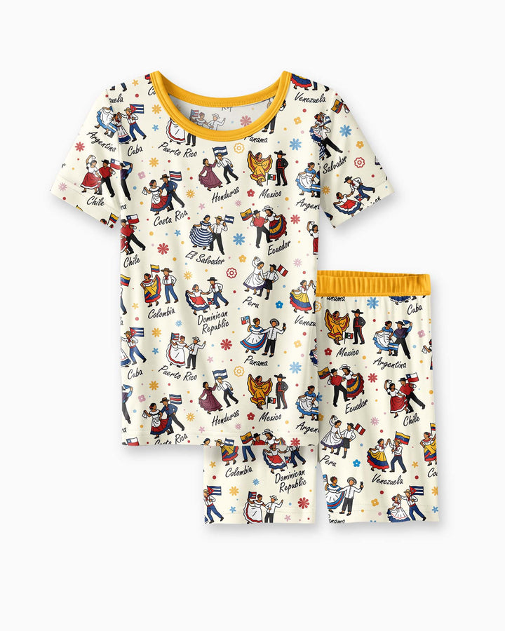 Template Zweiteiliges Pyjama-Set mit kurzen Ärmeln und Shorts