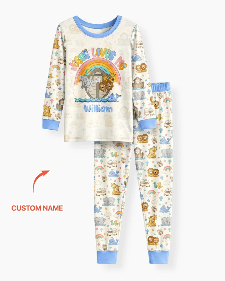 Zweiteiliges Langarm-Pyjama-Set mit Sommerfrüchten