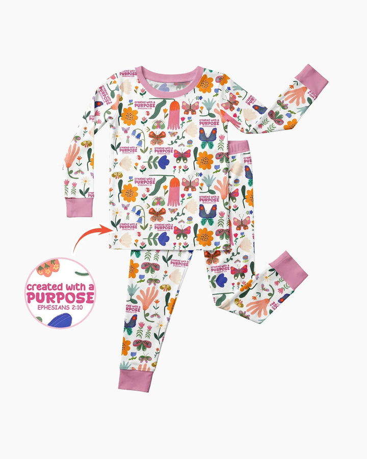 Zweiteiliges Langarm-Pyjama-Set mit Sommerfrüchten
