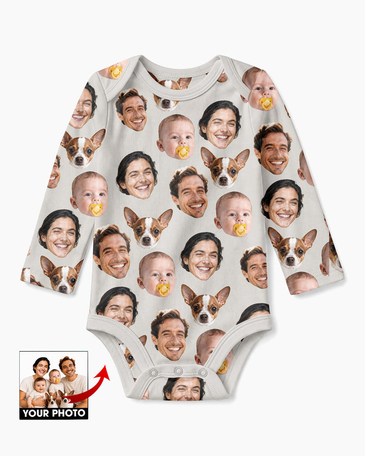 Personalized Face Baby Bodysuit, Families Faces Newborn Bodysuit