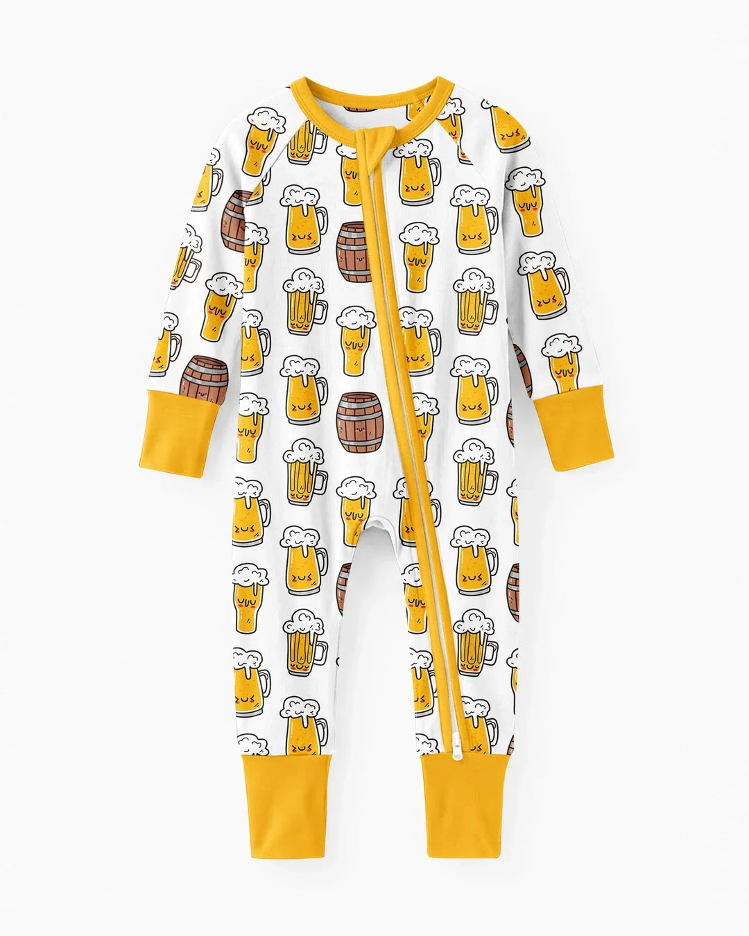 Beer Mugs and Barrels Bamboo Convertible Zippered Romper