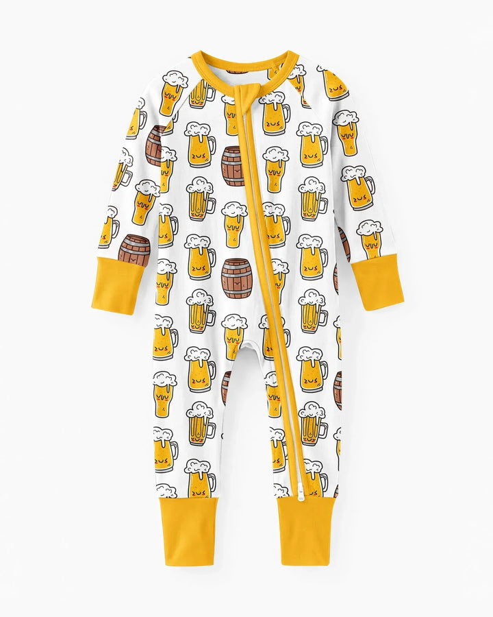 Beer Mugs and Barrels Bamboo Convertible Zippered Romper
