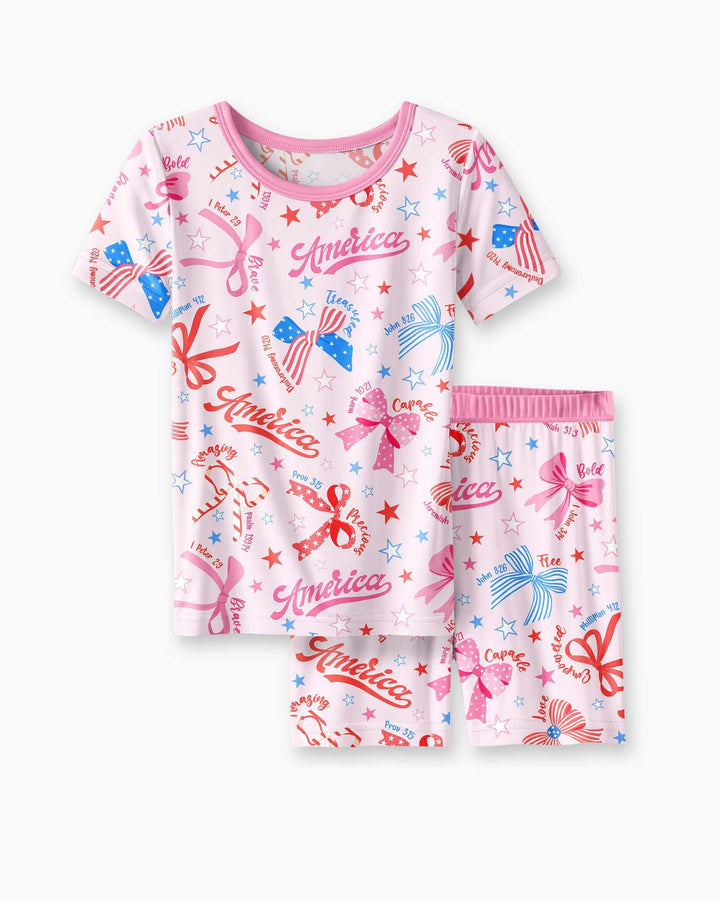 Schlafanzug-Set zweiteilig, kurze Ärmel, kurze Hose, Bambus