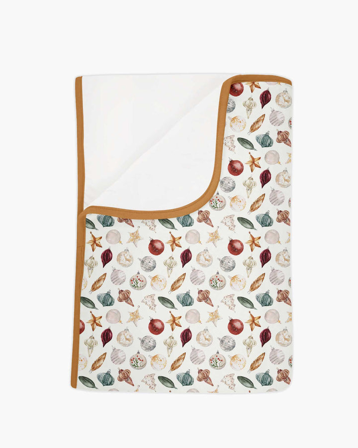 Watercolor Christmas Ornaments Bamboo Blanket