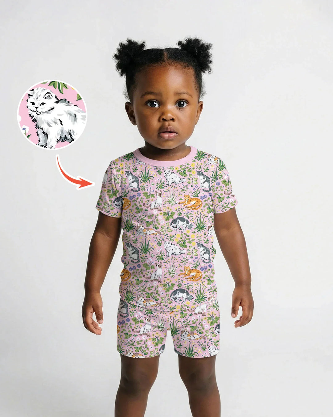 Template Zweiteiliges Pyjama-Set mit kurzen Ärmeln und Shorts