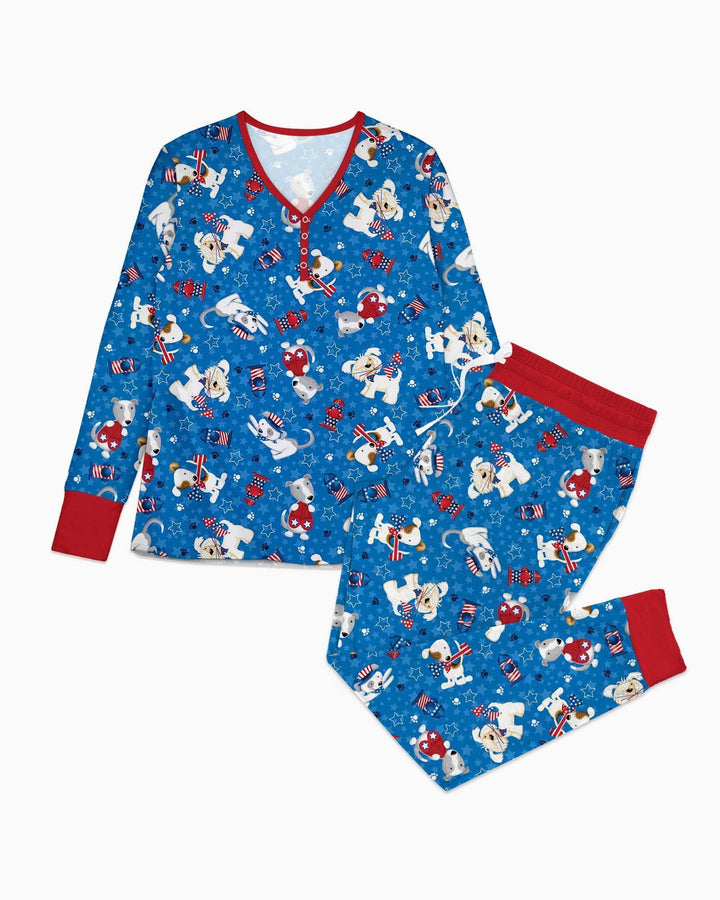 Rot, Weiß & Wuff Familien-Pyjama-Set aus Bambus für Damen