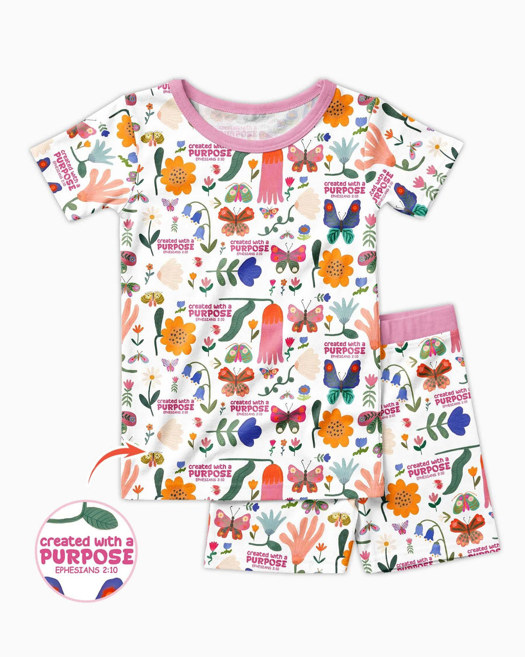 Zweiteiliges, kurzärmliges Pyjama-Set mit Marienkäfern