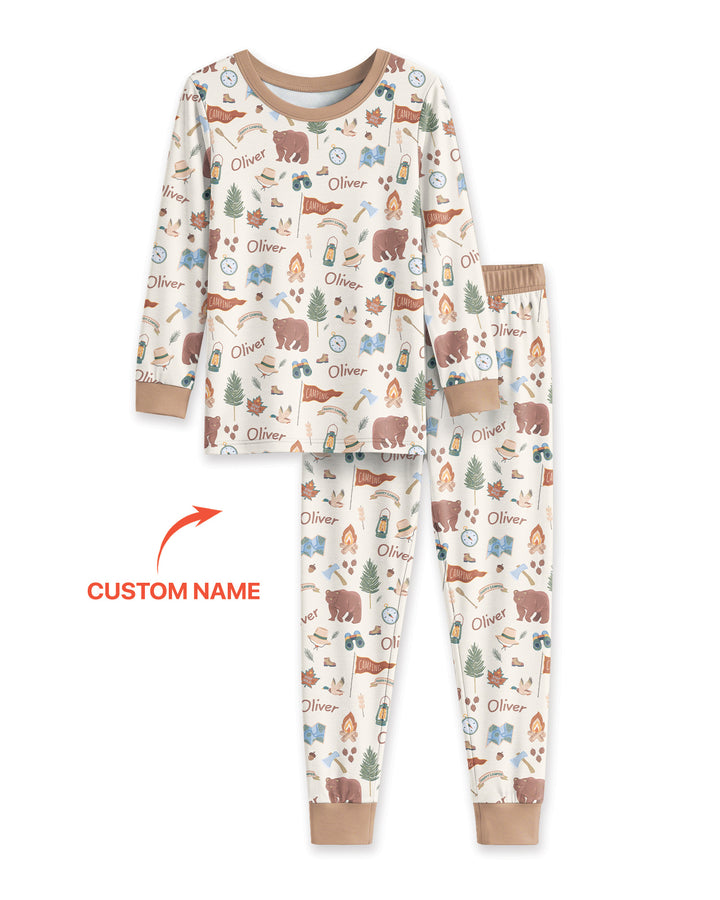 Custom Name Adventure Outdoors Bamboo Two Piece Long Sleeve Pajama Set