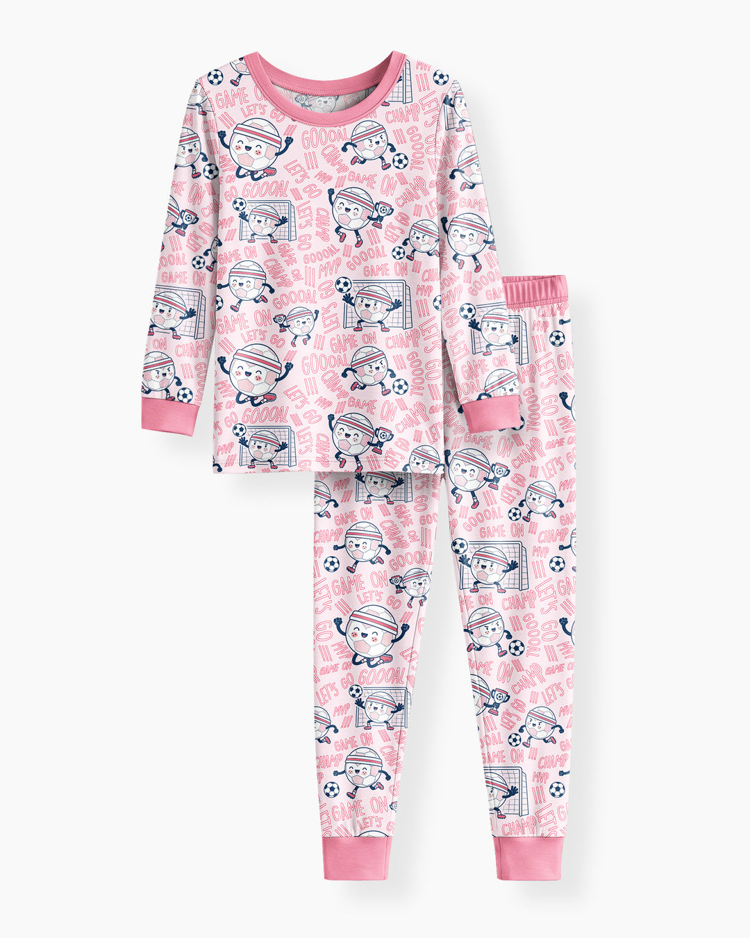 Happy Soccer Ball Family Matching Bamboo Two Piece Long Sleeve Pajama Set