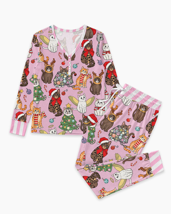 Christmas Kitty Wonderland Bamboo Women Pajama Set