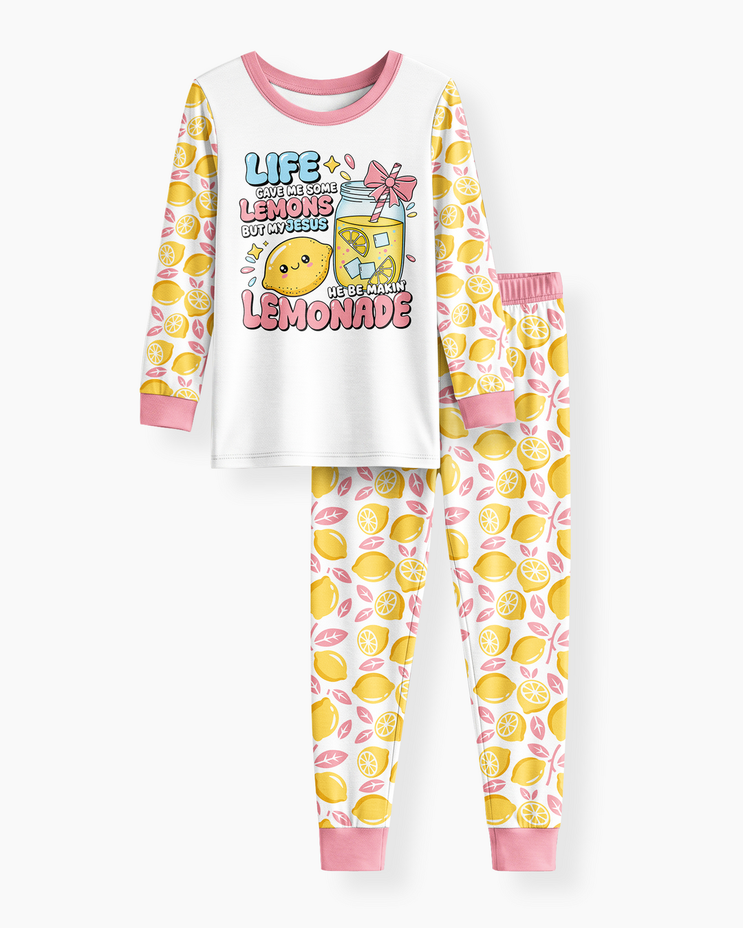 Inspired Life Gave Me Lemons Bamboo Two Piece Long Sleeve Pajama Set