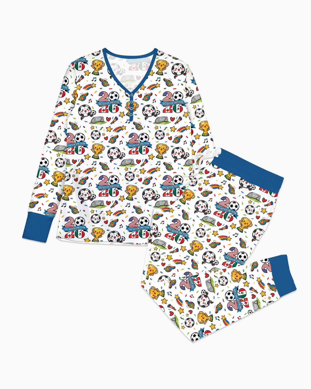 Fußballfieber 2026 Familien-Bambus-Pyjama-Set für Damen