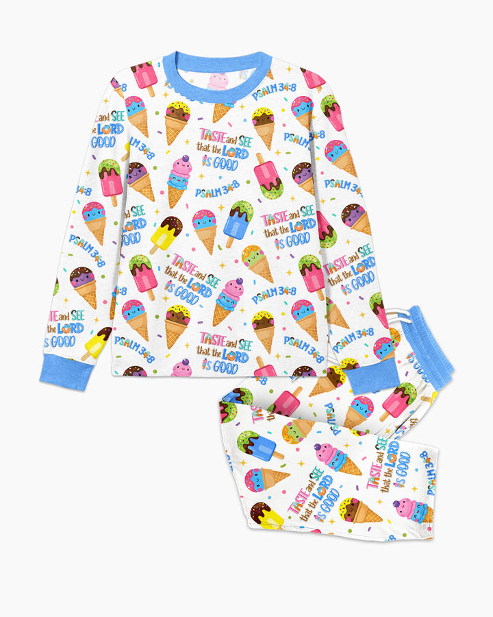 Jesus Summer Ice Cream Taste and See That The Lord Is Good Bamboo Men's Pajama Set
