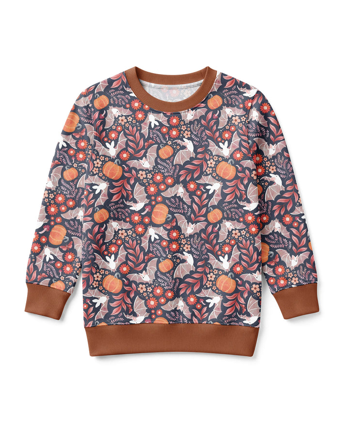 Bat Pumpkin Floral Halloween Bamboo Crewneck Sweatshirt