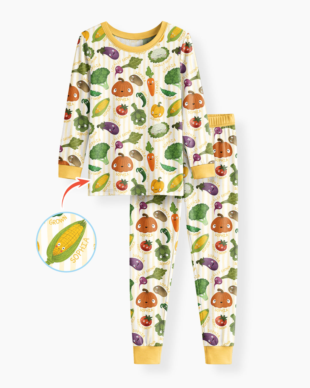 Zweiteiliges Langarm-Pyjama-Set mit Sommerfrüchten