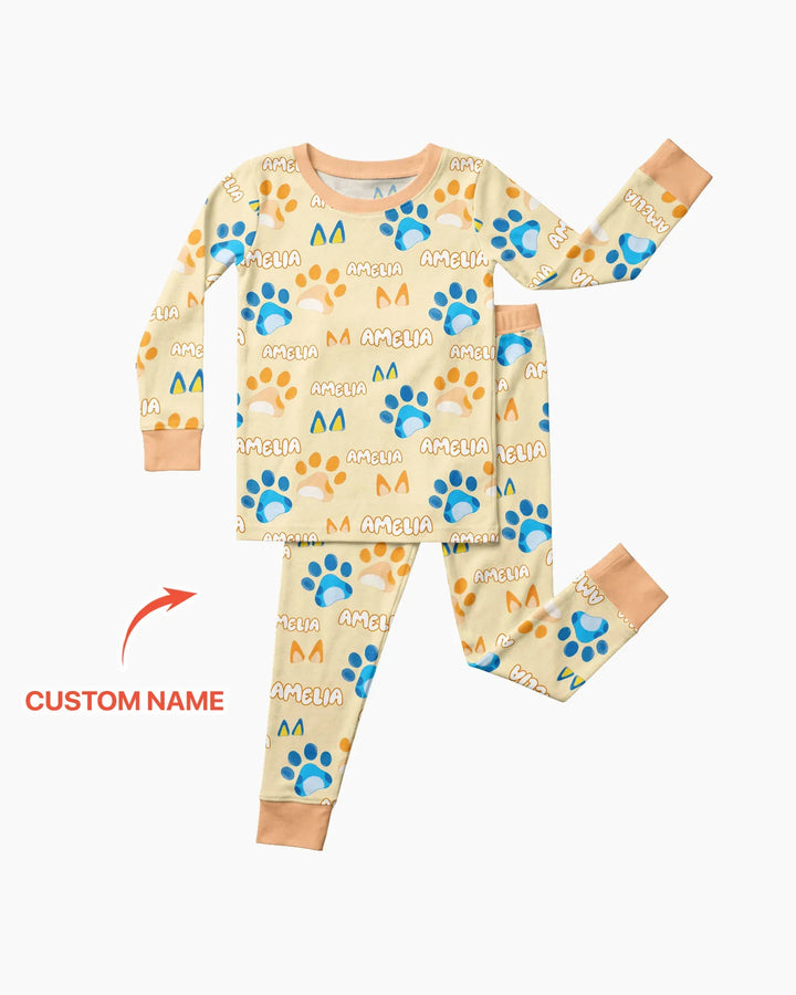 Zweiteiliges Langarm-Pyjama-Set mit Sommerfrüchten