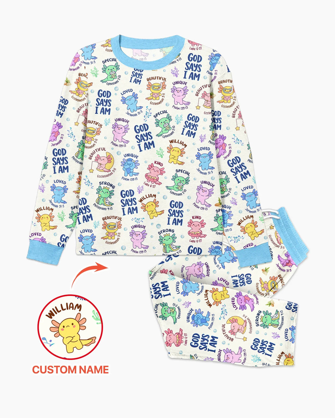 Axolotl God Says I Am Custom Name Bamboo Men's Pajama Set