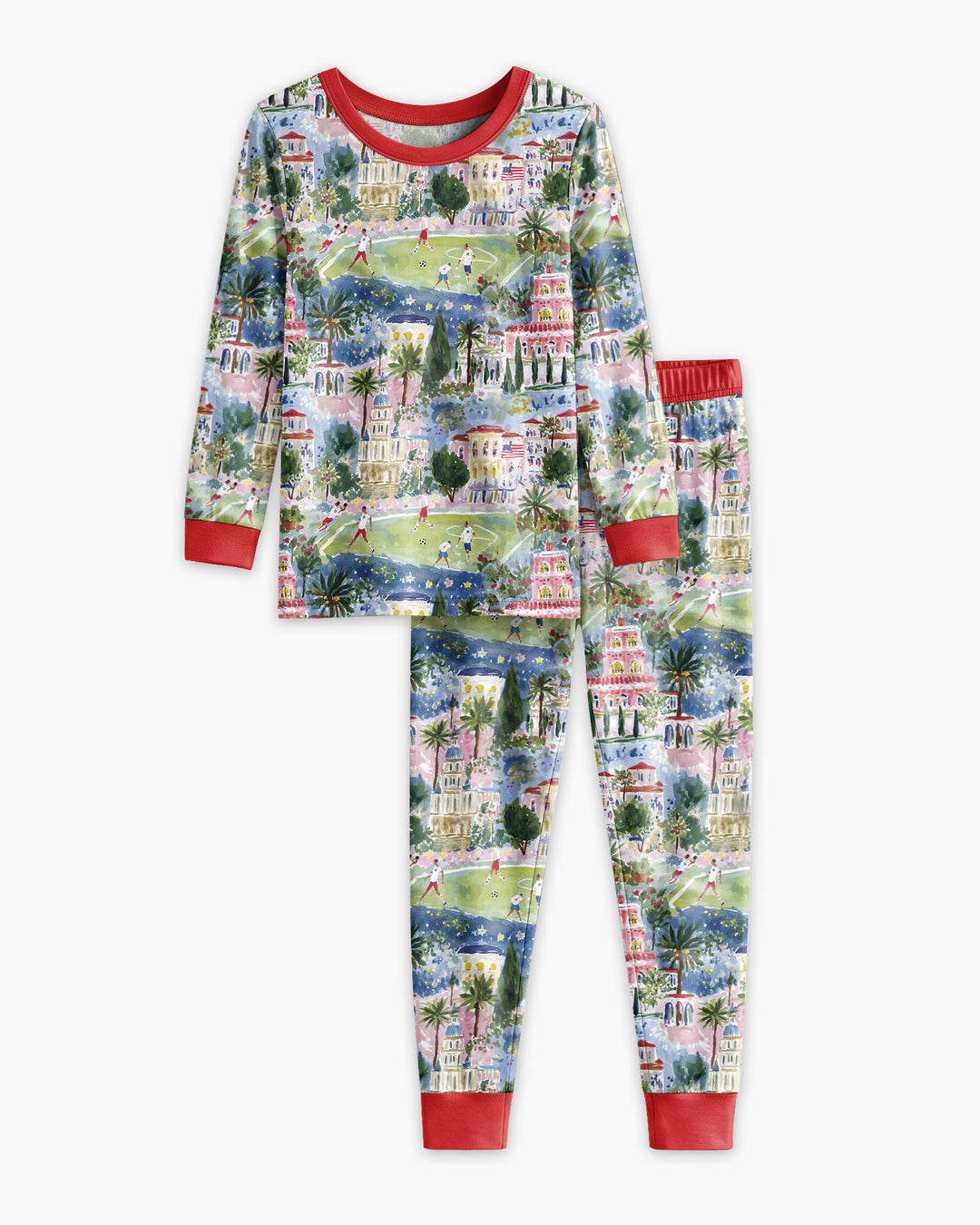 Zweiteiliges Langarm-Pyjama-Set mit Sommerfrüchten