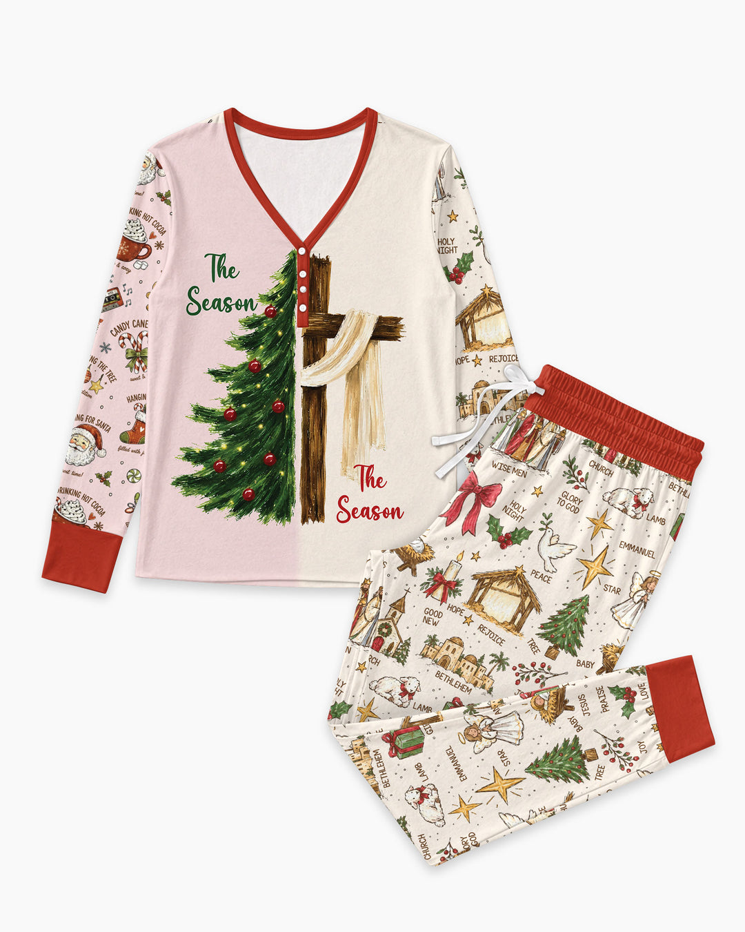Jesus Is The Reason For The Season Family Matching Bamboo Women Pajama Set
