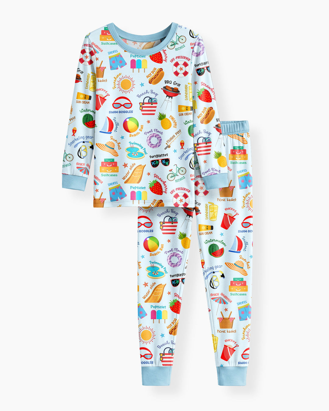 Zweiteiliges Langarm-Pyjama-Set mit Sommerfrüchten