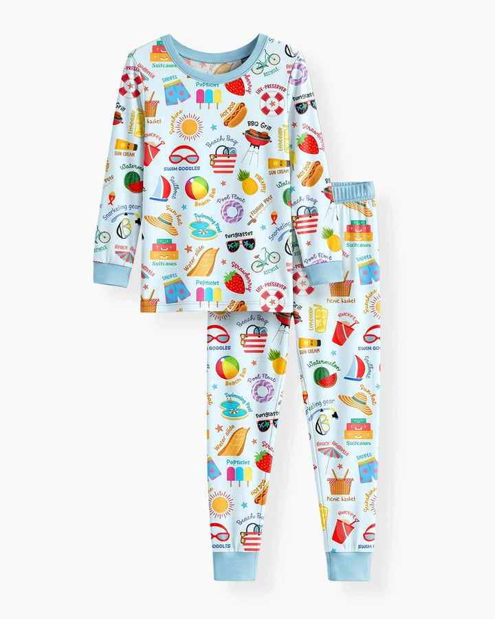 Zweiteiliges Langarm-Pyjama-Set mit Sommerfrüchten