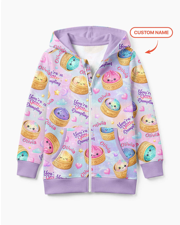 Custom Name You're A Glitter Dumpling Bamboo Zip Hoodie