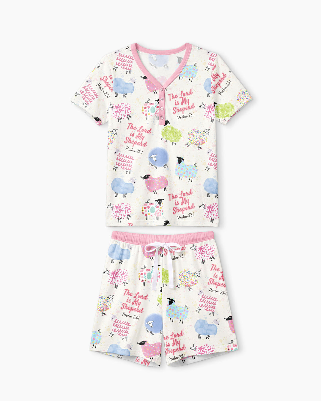 The Lord Is My Shepherd Psalm 23 Bamboo Women Short Sleeve Short Pajama Set