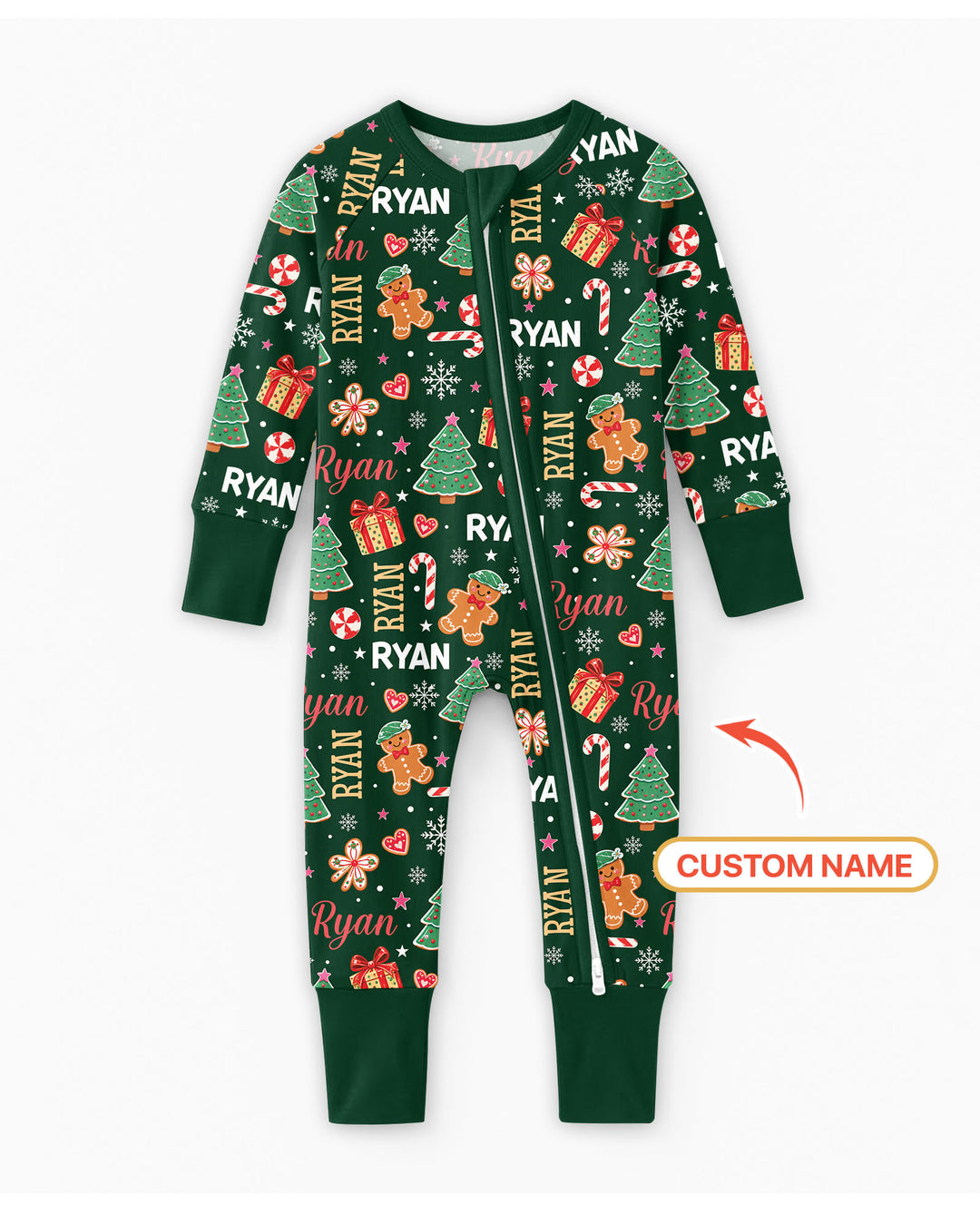 Custom Name Christmas Crew Family Matching Bamboo Convertible Zippy