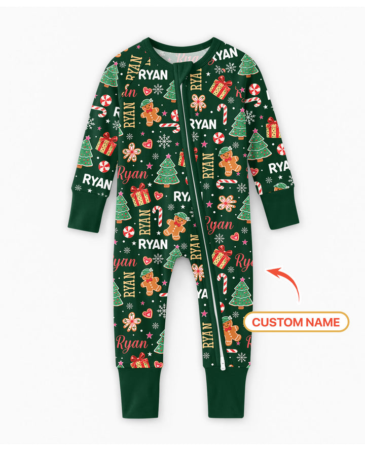 Custom Name Christmas Crew Family Matching Bamboo Convertible Zippy