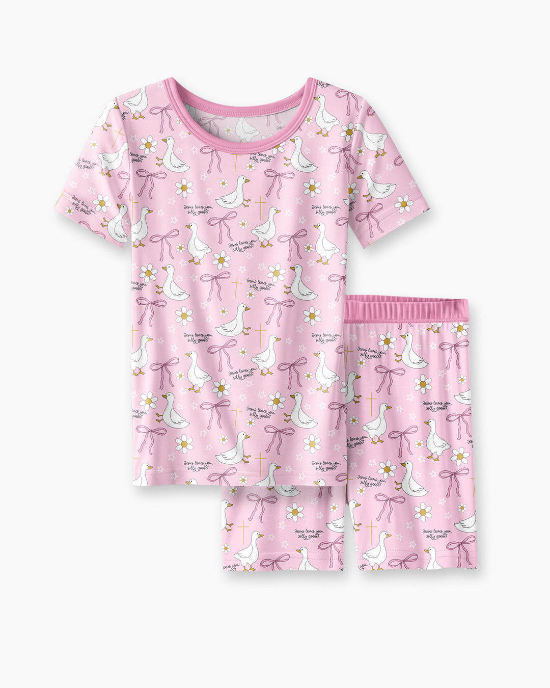 Jesus Loves You Silly Goose Bamboo Two Piece Short Sleeve Shorts Pajama Set