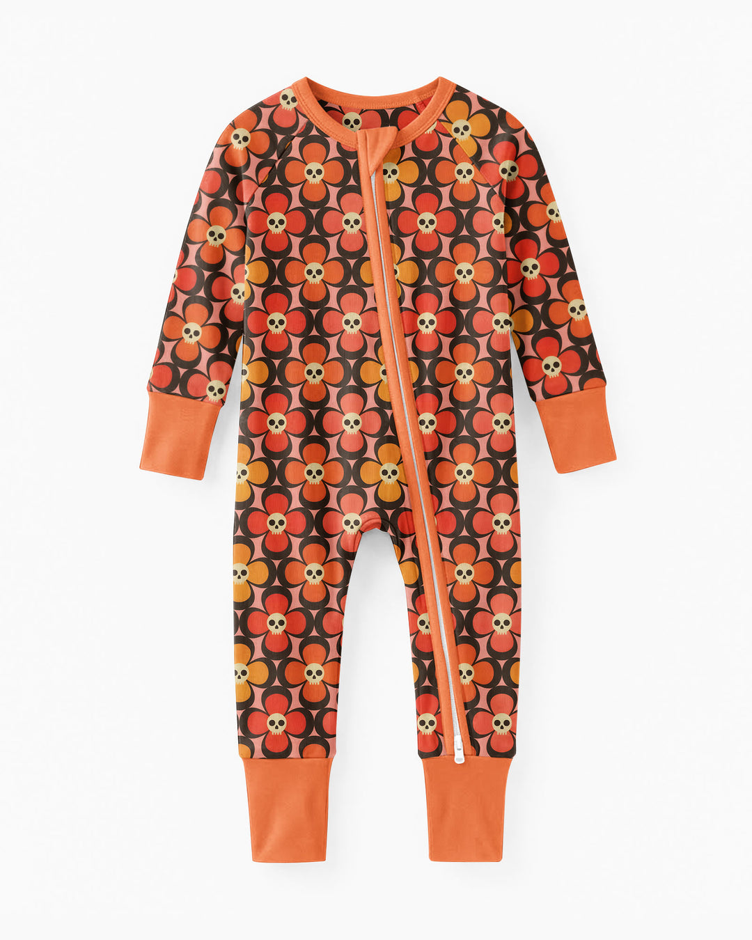 Retro Skull Flower Halloween Bamboo Convertible Zippy