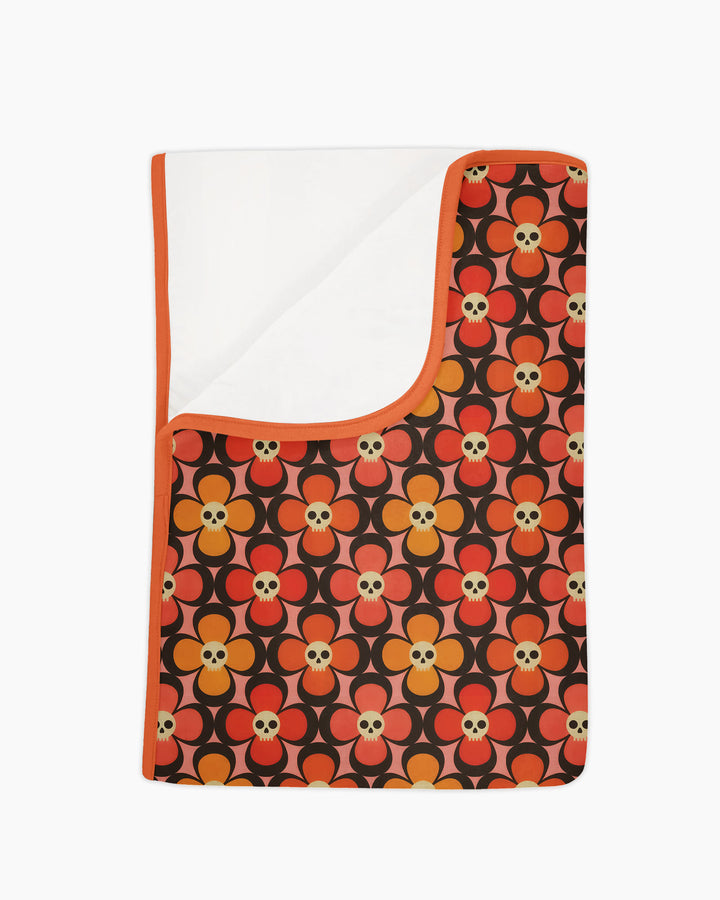 Retro Skull Flower Halloween Bamboo Blanket