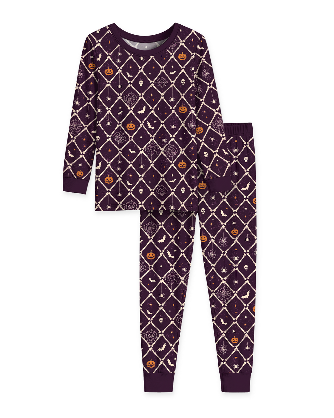 Gothic Skeleton Bones Spooky Halloween Bamboo Two Piece Long Sleeve Pajama Set