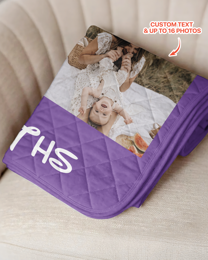 Custom Photo Collage Family Bamboo Quilt Blanket