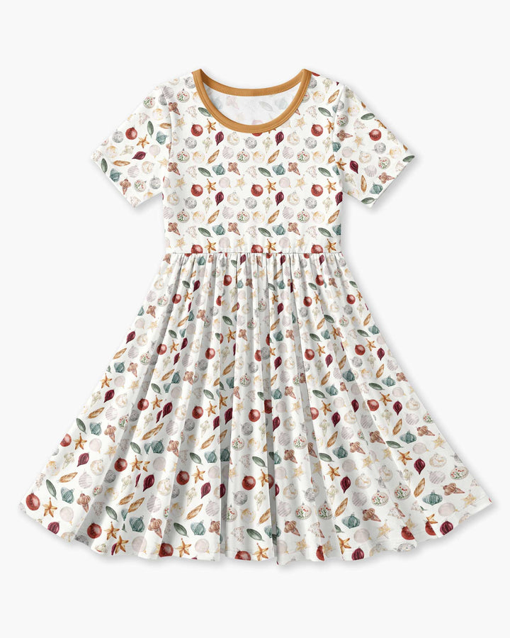 Watercolor Christmas Ornaments Bamboo Twirl Dress