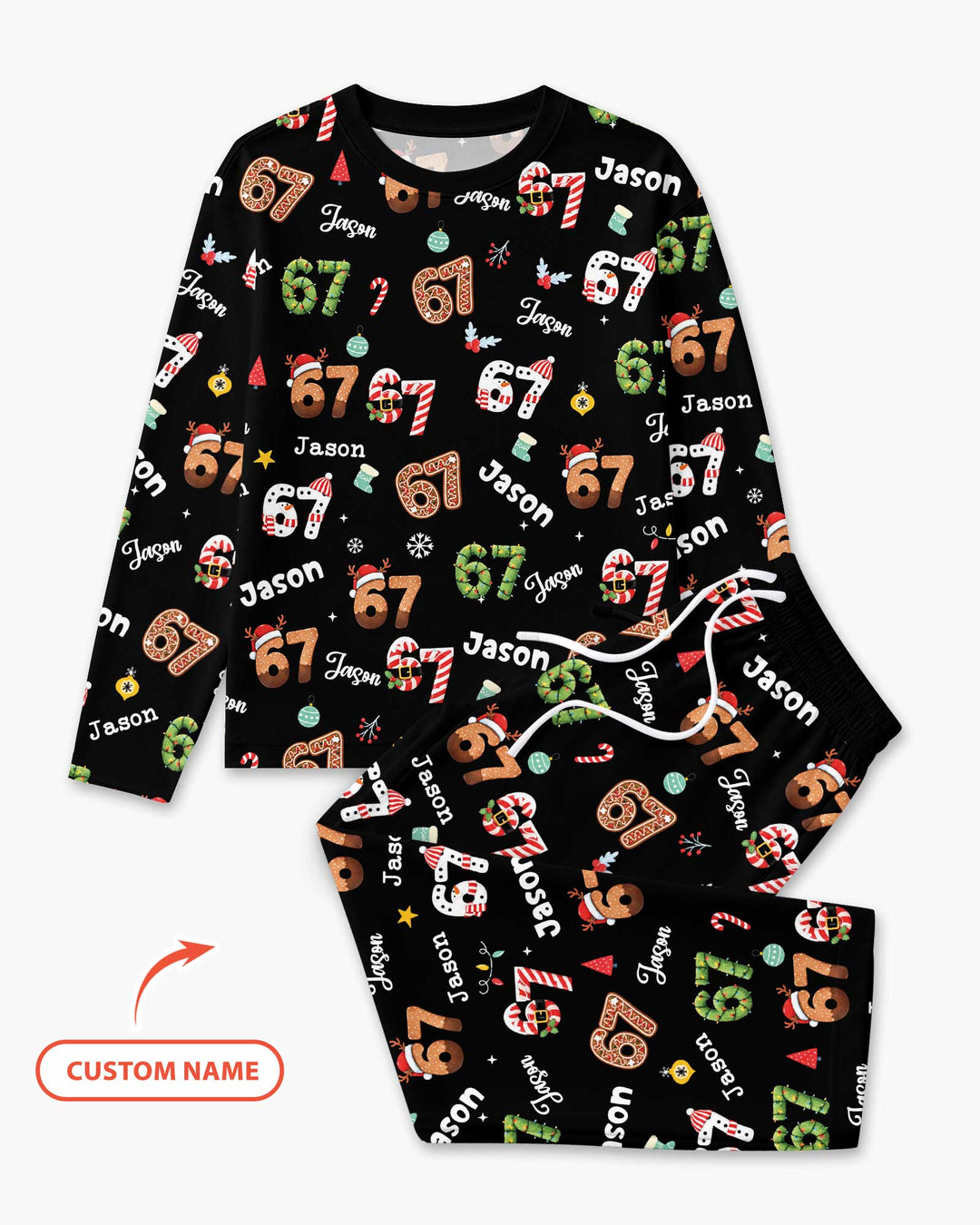 Custom '6 7' Six Seven Christmas Slang Meme Bamboo Men's Pajama Set