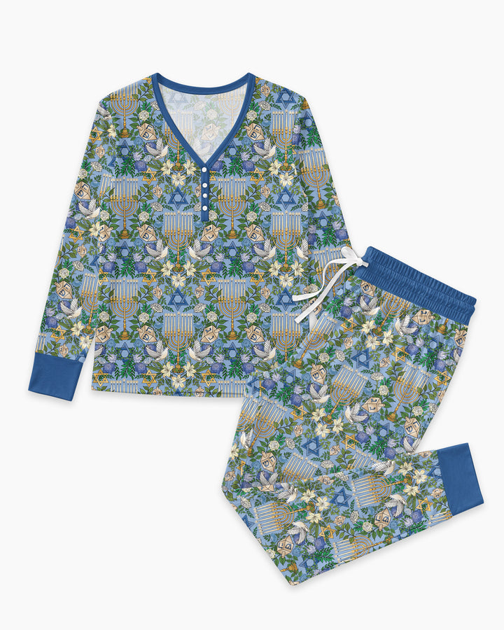 Hanukkah the Festival of Lights Mommy & Me Matching Bamboo Women Pajama Set