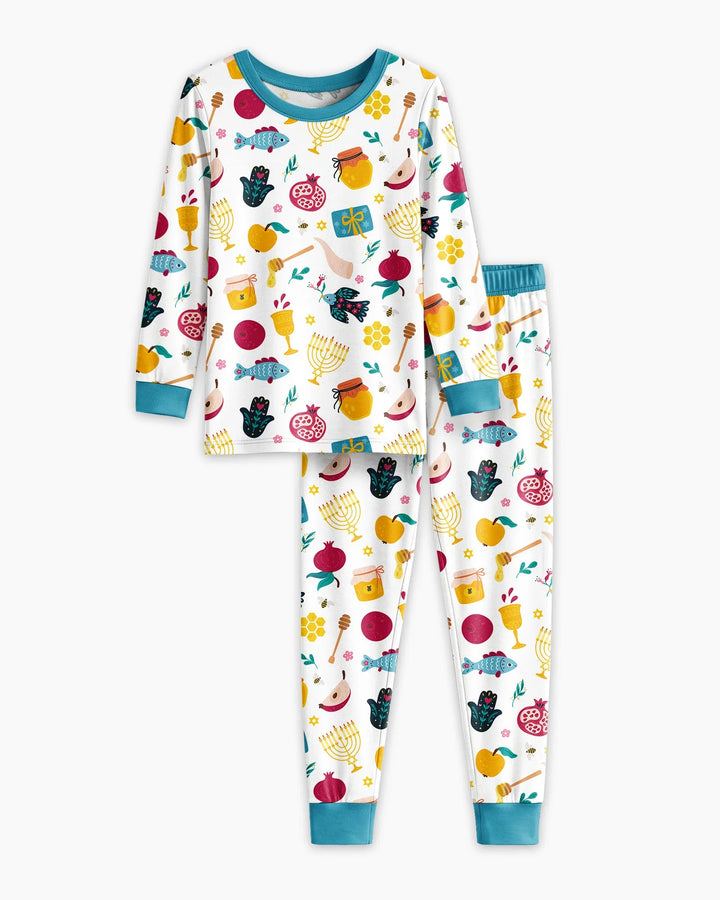 Zweiteiliges Langarm-Pyjama-Set mit Sommerfrüchten