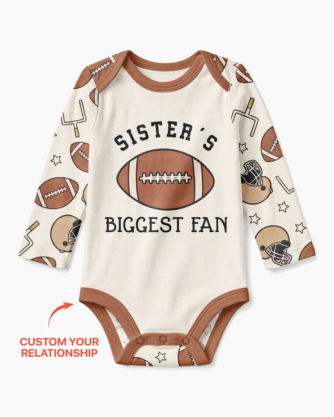 Personalized Football Brother's Biggest Fan Bamboo Bodysuit